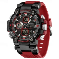 SANDA Men Digital Watch Large Dial Outdoor Sports Fashion Luminous Alarm Clock Calendar Chronograph Silicone Watch