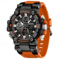 SANDA Men Digital Watch Large Dial Outdoor Sports Fashion Luminous Alarm Clock Calendar Chronograph Silicone Watch
