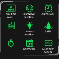 SANDA Men Digital Watch Outdoor Fashion Casual Wristwatch Luminous Alarm Clock Three Time Zones Calendar TPU Watch