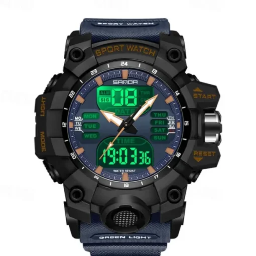 SANDA Men Digital Watch Outdoor Sports Fashion Business Luminous Alarm Clock Calendar Chronograph Silicone Watch