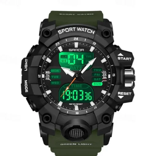 SANDA Men Digital Watch Outdoor Sports Fashion Business Luminous Alarm Clock Calendar Chronograph Silicone Watch