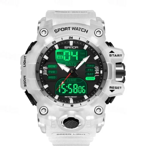 SANDA Men Digital Watch Outdoor Sports Fashion Business Luminous Alarm Clock Calendar Chronograph Silicone Watch