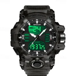 SANDA Men Digital Watch Outdoor Sports Fashion Business Luminous Alarm Clock Calendar Chronograph Silicone Watch