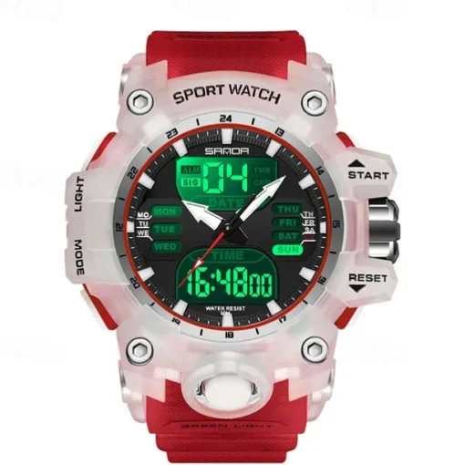 SANDA Men Digital Watch Outdoor Sports Fashion Business Luminous Alarm Clock Calendar Chronograph Silicone Watch