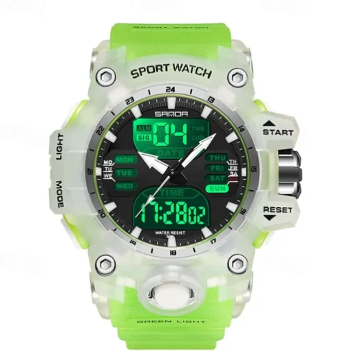 SANDA Men Digital Watch Outdoor Sports Fashion Business Luminous Alarm Clock Calendar Chronograph Silicone Watch