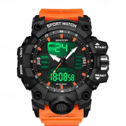 SANDA Men Digital Watch Outdoor Sports Fashion Business Luminous Alarm Clock Calendar Chronograph Silicone Watch