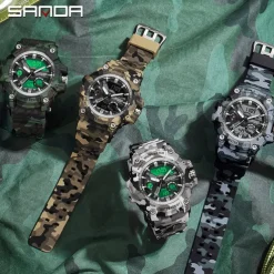 SANDA Men Digital Watch Outdoor Sports Fashion Casual Luminous Stopwatch Alarm Clock Waterproof TPU Watch