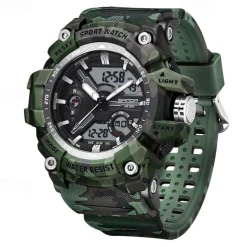 SANDA Men Digital Watch Outdoor Sports Fashion Casual Luminous Stopwatch Alarm Clock Waterproof TPU Watch