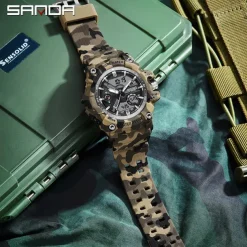 SANDA Men Digital Watch Outdoor Sports Fashion Casual Luminous Stopwatch Alarm Clock Waterproof TPU Watch