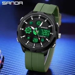 SANDA Men Digital Watch Outdoor Sports Fashion Casual Luminous Stopwatch Alarm Clock Calendar Silicone Gel Watch