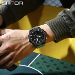 SANDA Men Digital Watch Outdoor Sports Fashion Casual Luminous Stopwatch Alarm Clock Calendar Silicone Gel Watch