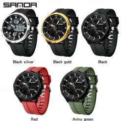 SANDA Men Digital Watch Outdoor Sports Fashion Casual Luminous Stopwatch Alarm Clock Calendar Silicone Gel Watch