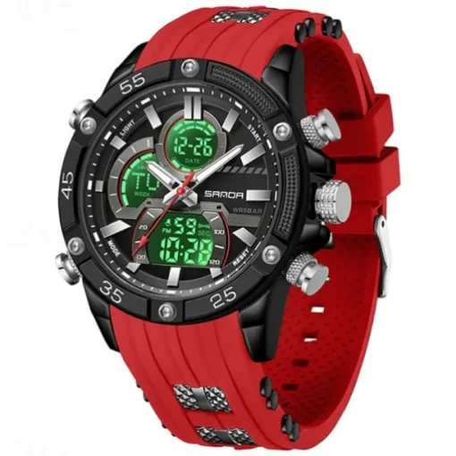 SANDA Men Digital Watch Outdoor Sports Fashion Wristwatch Luminous Alarm Clock Waterproof Decoration Silicone Watch