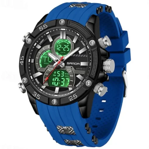 SANDA Men Digital Watch Outdoor Sports Fashion Wristwatch Luminous Alarm Clock Waterproof Decoration Silicone Watch