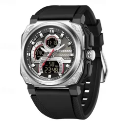 SANDA Men Digital Watch Sports Fashion Business Wristwatch Stopwatch Alarm Clock Countdown Three Time Zones Rubber Watch