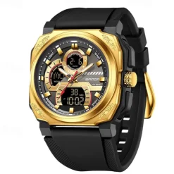 SANDA Men Digital Watch Sports Fashion Business Wristwatch Stopwatch Alarm Clock Countdown Three Time Zones Rubber Watch