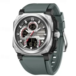 SANDA Men Digital Watch Sports Fashion Business Wristwatch Stopwatch Alarm Clock Countdown Three Time Zones Rubber Watch