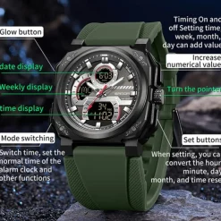 SANDA Men Digital Watch Sports Fashion Business Wristwatch Stopwatch Alarm Clock Countdown Three Time Zones Rubber Watch