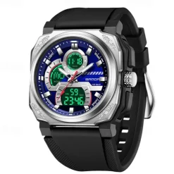SANDA Men Digital Watch Sports Fashion Business Wristwatch Stopwatch Alarm Clock Countdown Three Time Zones Rubber Watch
