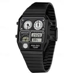 SANDA Men Digital Watch Sports Fashion Casual Business Minute Repeater Stopwatch Alarm Clock Waterproof Steel Watch