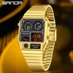 SANDA Men Digital Watch Sports Fashion Casual Business Minute Repeater Stopwatch Alarm Clock Waterproof Steel Watch