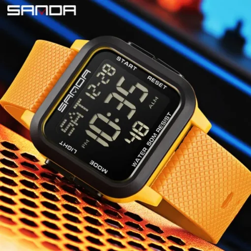 SANDA Men Digital Watch Sports Fashion Casual Business Luminous Alarm Clock Waterproof Decoration TPU Watch
