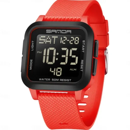 SANDA Men Digital Watch Sports Fashion Casual Business Luminous Alarm Clock Waterproof Decoration TPU Watch