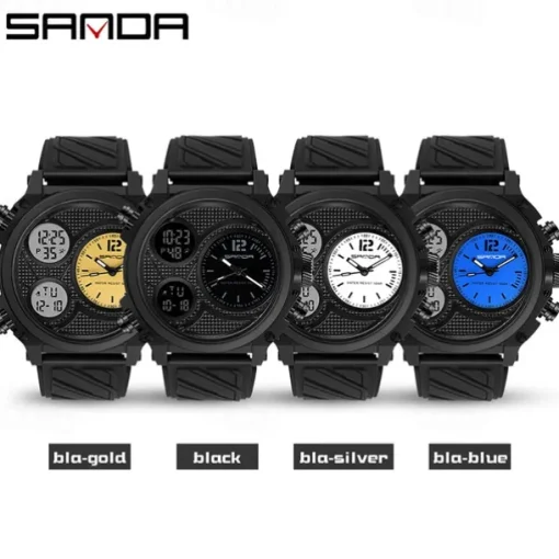 SANDA Men Digital Watch Sports Fashion Wristwatch Luminous Stopwatch Alarm Clock Calendar Resin Watch