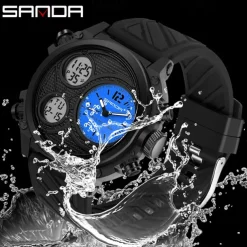 SANDA Men Digital Watch Sports Fashion Wristwatch Luminous Stopwatch Alarm Clock Calendar Resin Watch