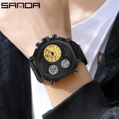 SANDA Men Digital Watch Sports Fashion Wristwatch Luminous Stopwatch Alarm Clock Calendar Resin Watch