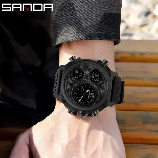 SANDA Men Digital Watch Sports Fashion Wristwatch Luminous Stopwatch Alarm Clock Calendar Resin Watch