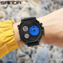 SANDA Men Digital Watch Sports Fashion Wristwatch Luminous Stopwatch Alarm Clock Calendar Resin Watch