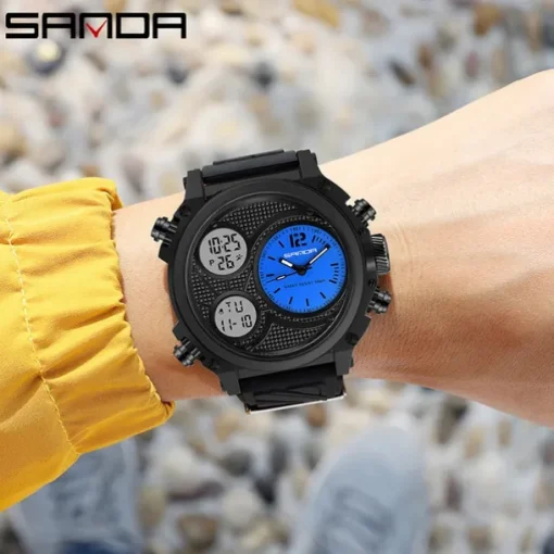 SANDA Men Digital Watch Sports Fashion Wristwatch Luminous Stopwatch Alarm Clock Calendar Resin Watch