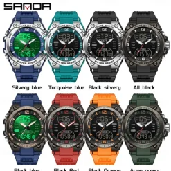 SANDA Men Tactical Military Watches G-Style Clock For Man Sport Watch Mens Brand Luxury Analog Shock Waterproof 50m Quartz Wristwatch