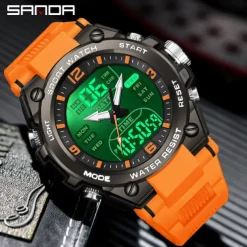 SANDA Men Tactical Military Watches G-Style Clock For Man Sport Watch Mens Brand Luxury Analog Shock Waterproof 50m Quartz Wristwatch