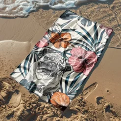 Sandproof Beach Towel Soft Cover Blanket Tropical Pug Large 3D Print Pattern Towel Bath Towel Beach Sheet Blanket Classic 100% Micro Fiber Comfy Blankets