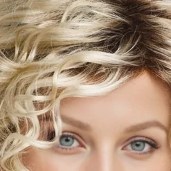 Sassy Bob Wig with Soft Spirals and Enviable Volume / Multi-Tonal Shades of Blonde Silver Brown and Red