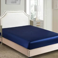 Sateen Fitted Sheet Solid Color Simulation Silk Bed Sheet Simple and Comfortable Anti-Wrinkle