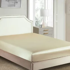 Sateen Fitted Sheet Solid Color Simulation Silk Bed Sheet Simple and Comfortable Anti-Wrinkle