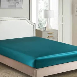 Sateen Fitted Sheet Solid Color Simulation Silk Bed Sheet Simple and Comfortable Anti-Wrinkle