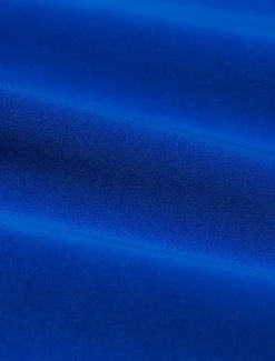 Satin Blue Sleeveless One Shoulder Ruffle Maxi Dress