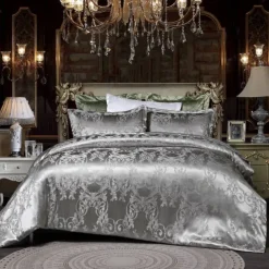 Satin Silk Duvet Cover Bedding Sets Comforter Cover with 1 Duvet Cover or Coverlet,1Sheet,2 Pillowcases for Double/Queen/King(1 Pillowcase for Twin/Single)