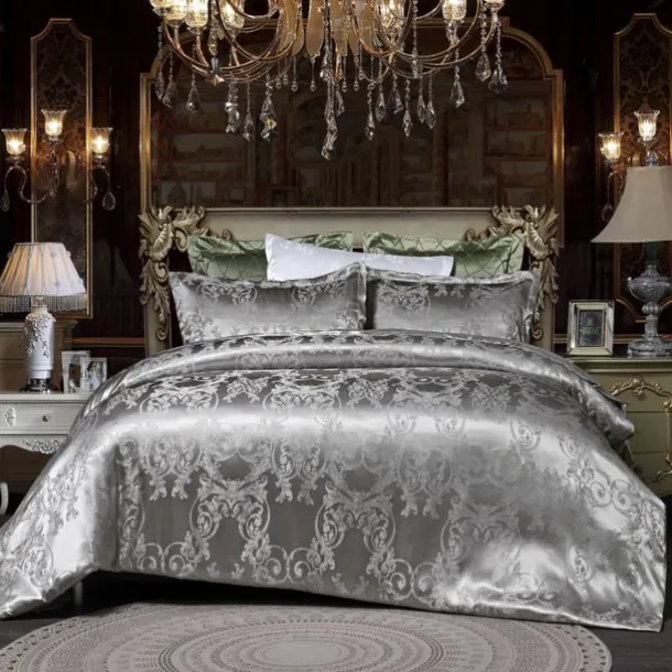 Satin Silk Duvet Cover Bedding Sets Comforter Cover with 1 Duvet Cover or Coverlet,1Sheet,2 Pillowcases for Double/Queen/King(1 Pillowcase for Twin/Single)