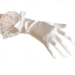 Satin Wrist Length Glove Lace With Bowknot Wedding / Party Glove
