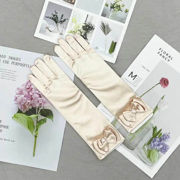 Satin Wrist Length Glove Cute With Bowknot / Trim Wedding / Party Glove