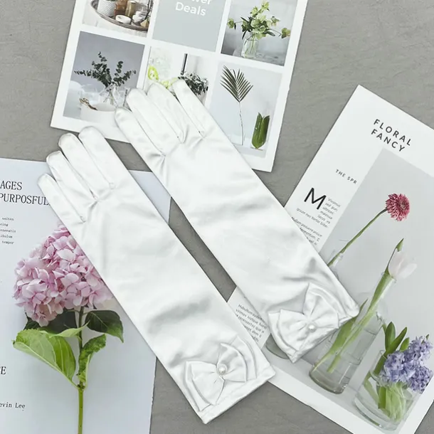 Satin Wrist Length Glove Cute With Bowknot / Trim Wedding / Party Glove