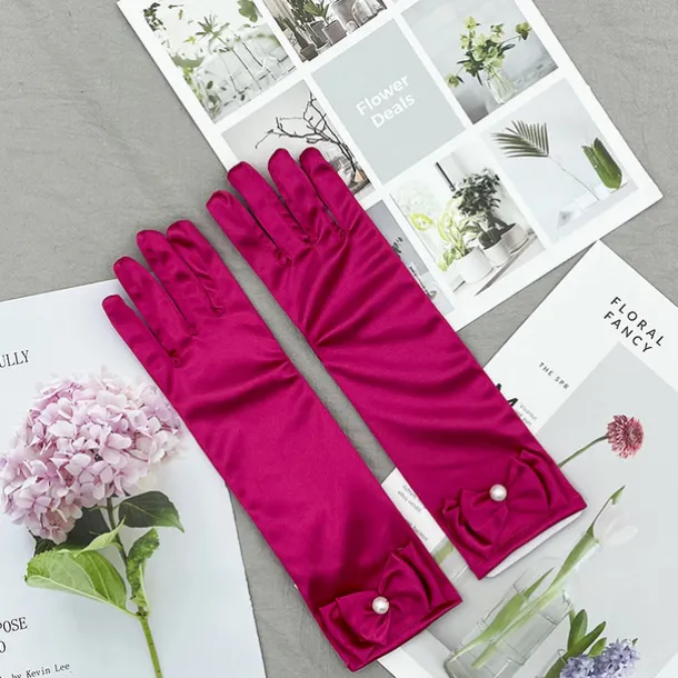 Satin Wrist Length Glove Cute With Bowknot / Trim Wedding / Party Glove