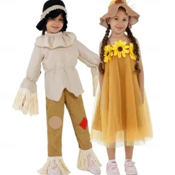 Scarecrow Carnival Costume Cosplay Costume Kids Boys Girls' Performance Masquerade Easy Carnival Costume