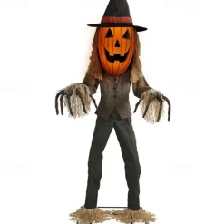 Scarecrow with Pumpkin Head with Voice and Movement