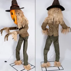 Scarecrow with Pumpkin Head with Voice and Movement